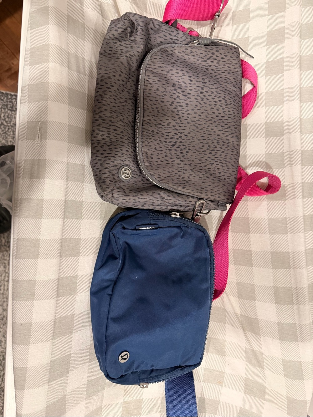 lululemon athletica Navy and Gray Crossbody Bags with Pink Strap